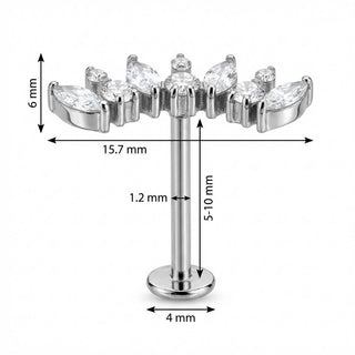 Titan Labret Kristall Bogen Marquise Steine Innengewinde