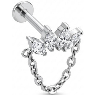 Titan Labret Marquise Bogen mit hängender Kette Innengewinde