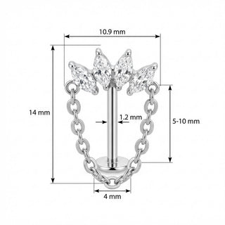 Titan Labret Marquise Bogen mit hängender Kette Innengewinde