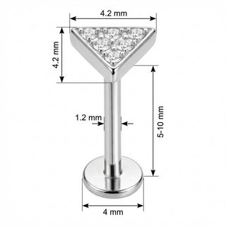Titan Labret Kristallbesetztes Dreieck Design Innengewinde