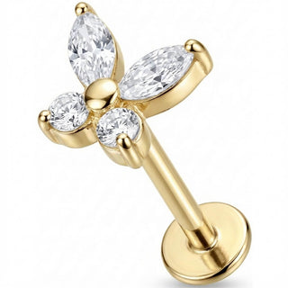Titan Labret Schmetterling mit Marquise Kristallen Innengewinde