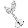 Titan Labret Zwei Marquise Kristall Blätter Innengewinde