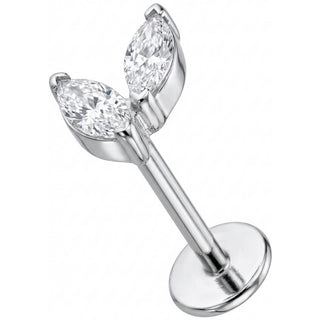 Titan Labret Zwei Marquise Kristall Blätter Innengewinde