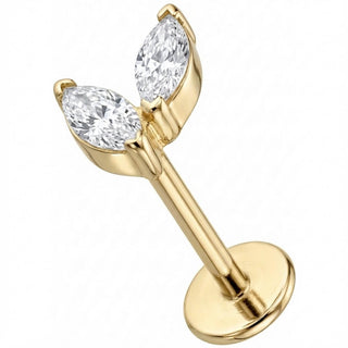 Titan Labret Zwei Marquise Kristall Blätter Innengewinde