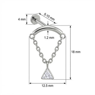 Titan Labret Gebogener Stab Ketten Marquise Kristall Innengewinde