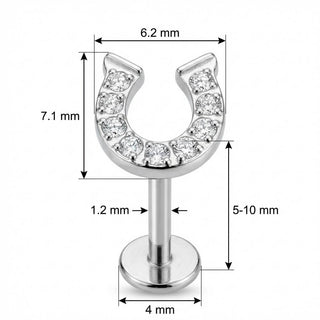 Titan Labret Hufeisen mit klaren Kristallen Innengewinde