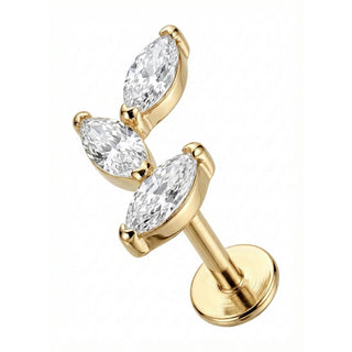 Titan Labret Dreifache Marquise Kristall Ranke Innengewinde
