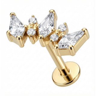 Titan Labret Drei Rauten Kristall Cluster Innengewinde