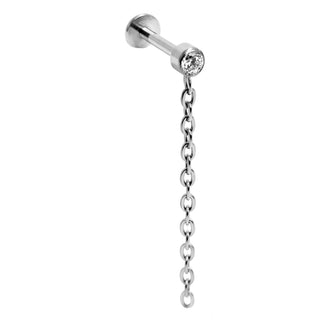 Titan Labret Kristall mit hängender Kette Innengewinde