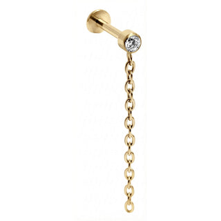 Titan Labret Kristall mit hängender Kette Innengewinde