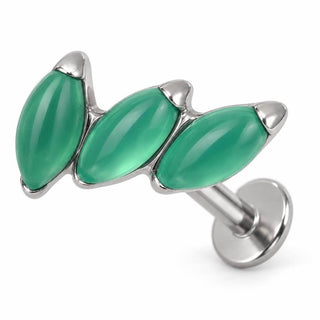 Titanium Labret Triple Marquise Zirconia Curve Internally Threaded