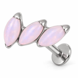 Titanium Labret Triple Marquise Zirconia Curve Internally Threaded