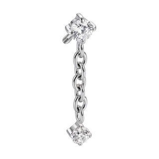 Titanium Top Double Zirconia Chain Dangle Internally Threaded