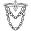 Titanium Ring Marquise Gem With Double Chain Clicker