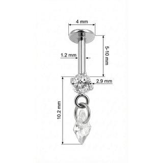 Titan Labret Runder Stein Mit Rauten Anhänger Innengewinde