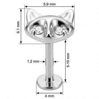 Titan Labret Katzenkopf Mit Funkelnden Augen Innengewinde