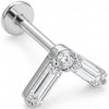 Titan Labret Baguette Kristall Chevron V-Form Innengewinde