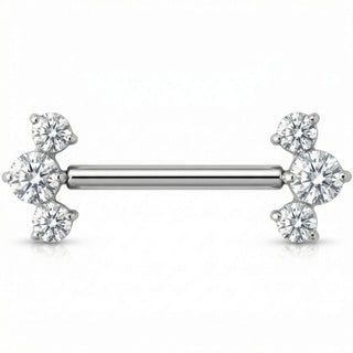 Titanium Nipple Piercing Triple Crystal Cluster Push-In