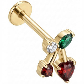Titan Labret Kirschen mit Herz und Blatt Innengewinde