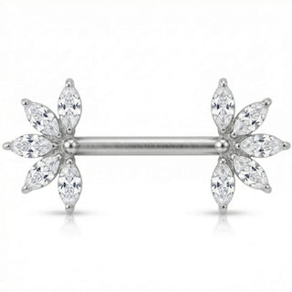 Titanium Nipple Piercing Marquise Cut Crystal Fan Push-In