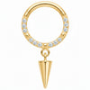 Titanium Ring Crystal Paved Spike Drop Clicker