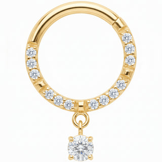 Titanium Ring Crystal Pave Solitaire Charm Clicker