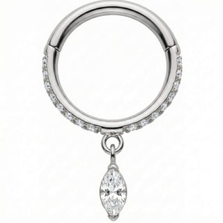 Titanium Ring Marquise Drop Gemstone Row Clicker