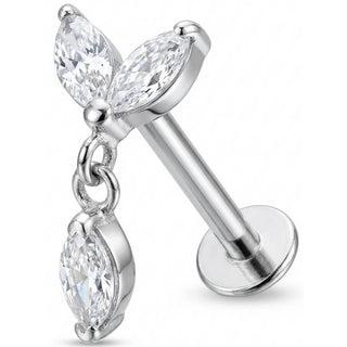 Titan Labret Marquise Blätter mit Anhänger Innengewinde
