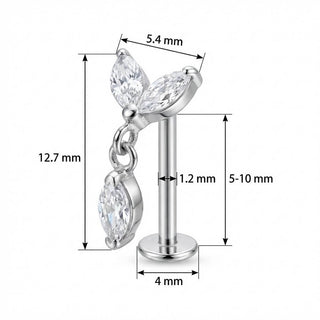Titan Labret Marquise Blätter mit Anhänger Innengewinde