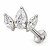 Titanium Labret Teardrop And Marquise Crown Internally Threaded
