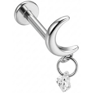 Titan Labret Halbmond mit hängendem Kristall Innengewinde