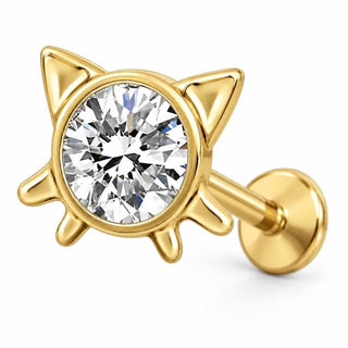 Titanium Labret Cat Face Zirconia Internally Threaded