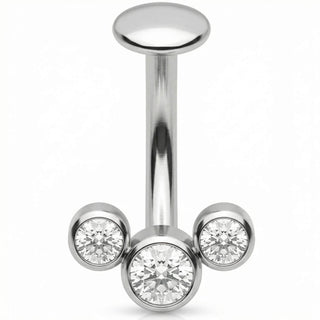 Titanium Belly Button Piercing Triple Crystal Cluster Push-In
