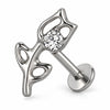 Titanium Labret Tulip Flower With Zirconia Internally Threaded