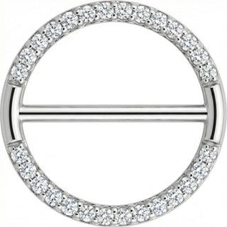 Titanium Nipple Piercing Paved Crystal Circle