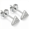 Titanium Earring Triangle With Clear Stones