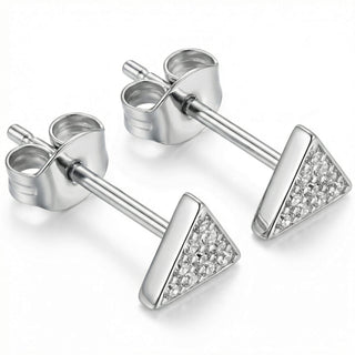 Titanium Earring Triangle With Clear Stones
