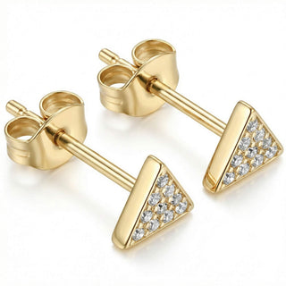 Titanium Earring Triangle With Clear Stones