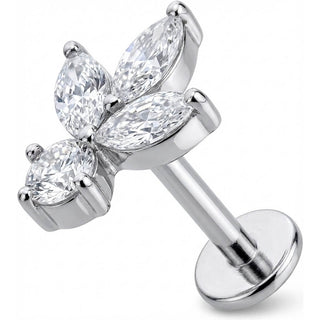 Titan Labret Kristall Lotusblüten Cluster Innengewinde