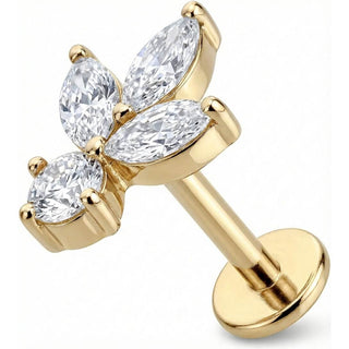 Titan Labret Kristall Lotusblüten Cluster Innengewinde