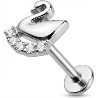 Titan Labret Schwan Mit Kristall Bogen Innengewinde
