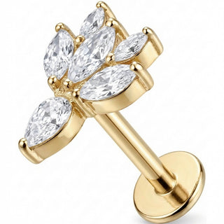 Titan Labret Marquise Kristall Lotus Blüte Innengewinde