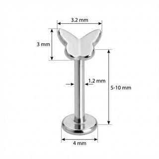 Titan Labret Kleiner Schmetterling Silhouette Aufsatz Innengewinde
