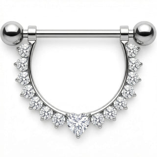 Titanium Nipple Piercing Crystal Arch Heart Center