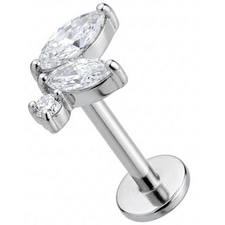 Titan Labret Marquise Kristall Blatt Cluster Innengewinde