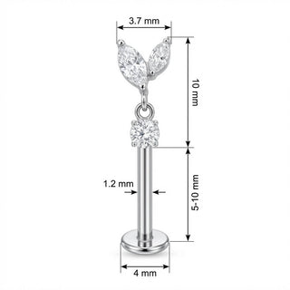 Titan Labret Marquise Blätter Mit Rundem Anhänger Innengewinde