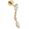 Titan Labret Marquise Kristalle mit Kette Innengewinde