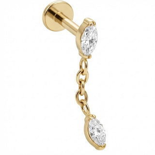 Titan Labret Marquise Kristalle mit Kette Innengewinde