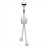 Titanium Belly Button Piercing Gemstone With Dangling Chains