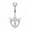 Titanium Belly Button Piercing Marquise Lotus With Draped Chain